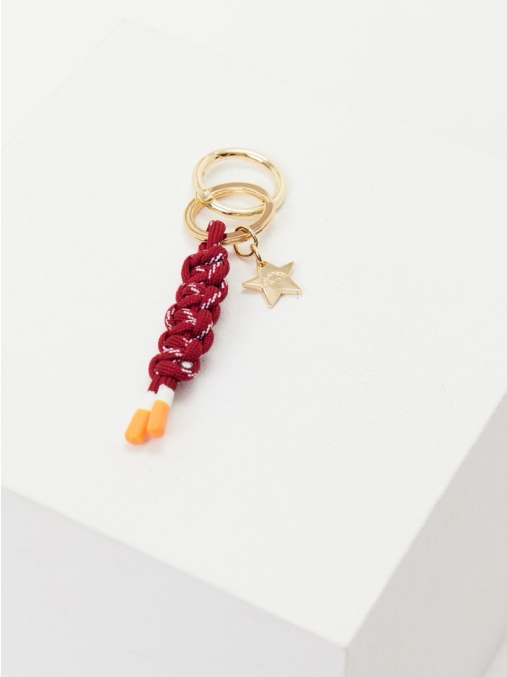 The Upside Burgundy Braided Keychain with Gold Star